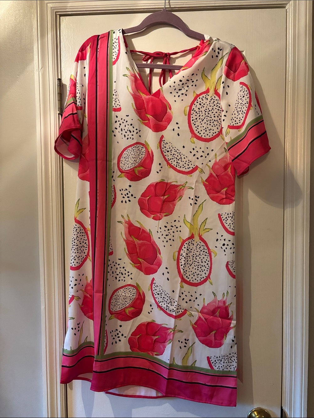 Girls' Pink Dragon Fruit Print Shift Dress